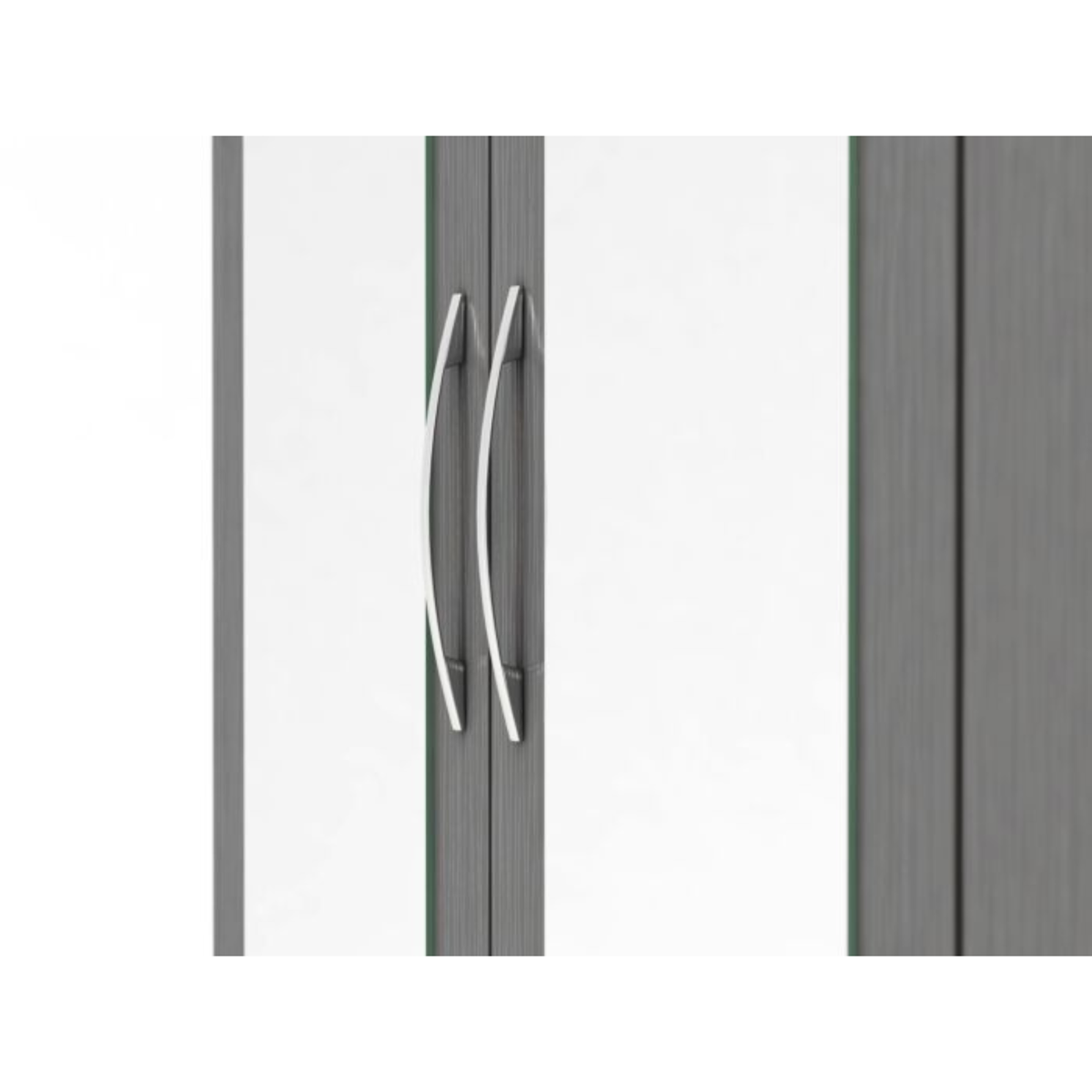 Nevada 3-Door 2-Drawer Wardrobe with Mirror – 3D Effect Grey