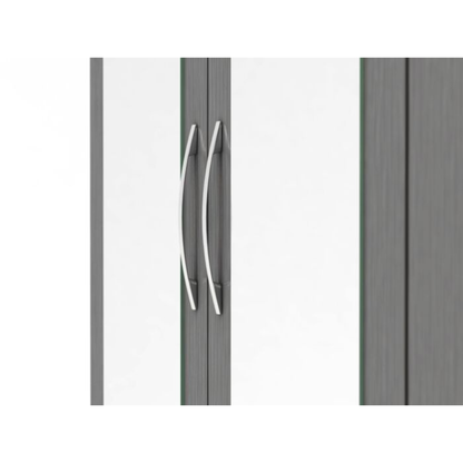 Nevada 3-Door 2-Drawer Wardrobe with Mirror – 3D Effect Grey
