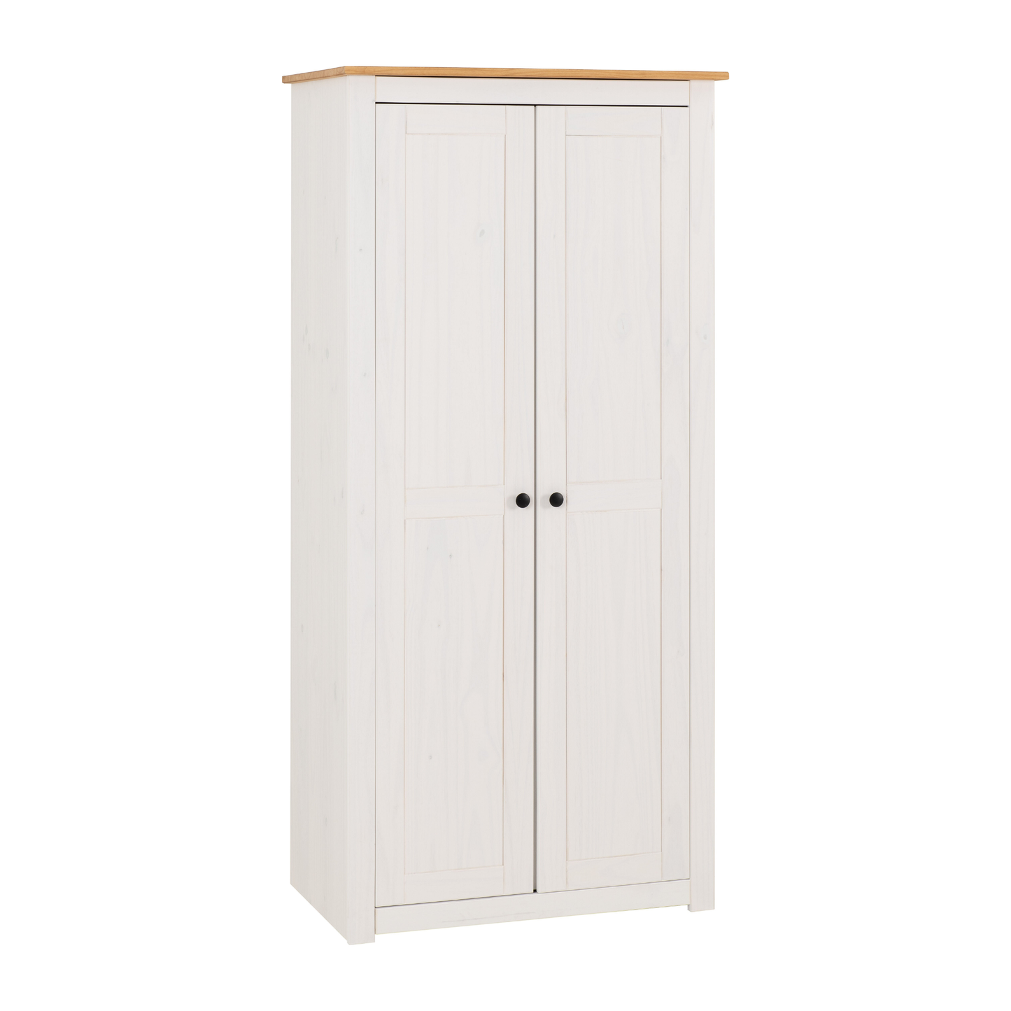 Panama 2 Door Wardrobe - White & Natural Wax Finish