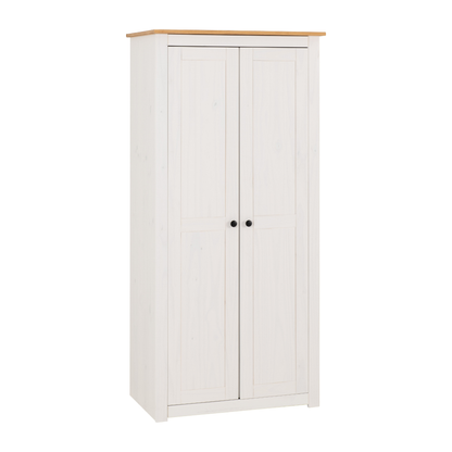 Panama 2 Door Wardrobe - White & Natural Wax Finish