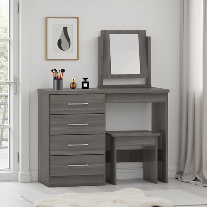 Nevada Dressing Table Set - Black Wood Grain