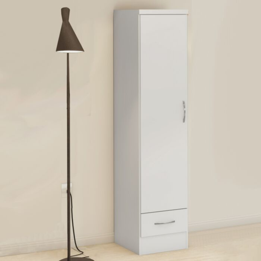 Nevada 1 Door 1 Drawer Wardrobe – White Gloss Finish