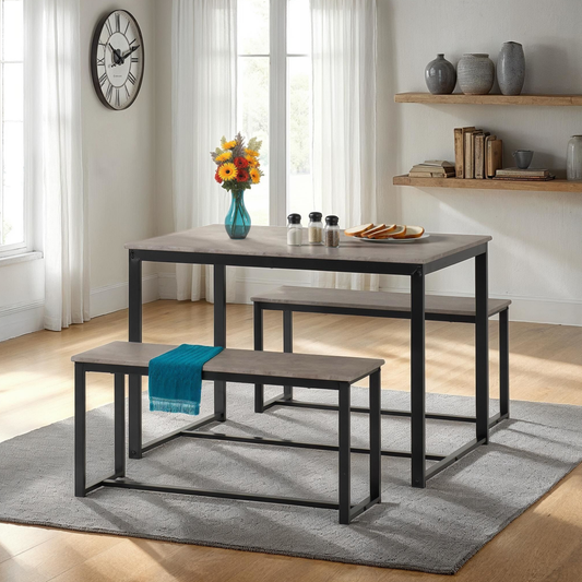 Lincoln 1+2 Dining Bench Set - Sonoma Oak/Black