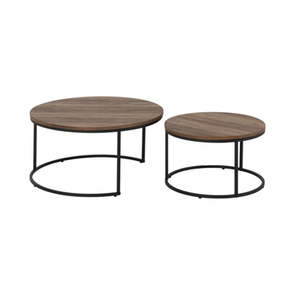 Quebec Round Coffee Table Set - Medium Oak Effect, Space-Saving Design