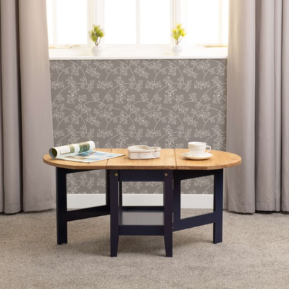 Santos Drop Leaf Coffee Table - Navy Blue Distressed Waxed Pine
