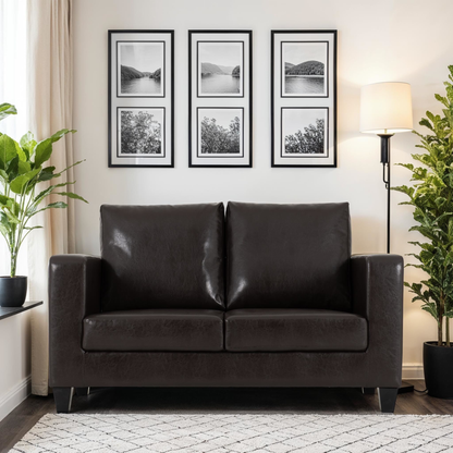 Tempo Two Seater Sofa - Brown Faux Leather