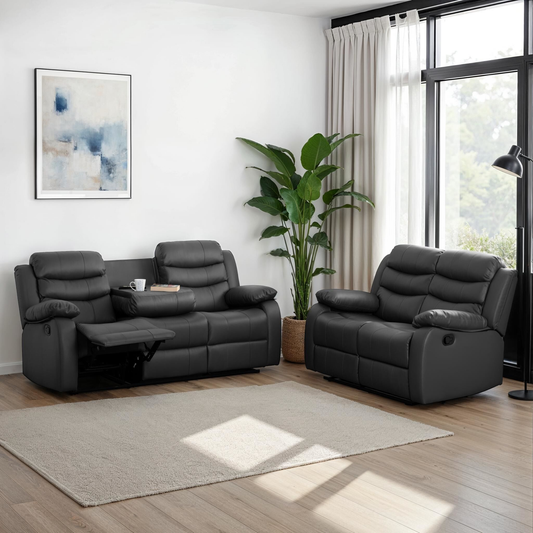 Roma 3+2 Recliner Suite - Grey Faux Leather