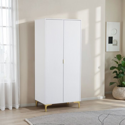 Miami 2 Door Wardrobe – White & Gold, Compact Storage
