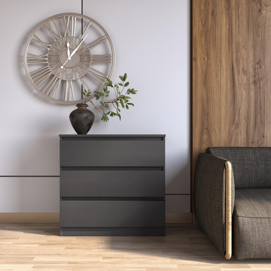 Malvern 3 Drawer Chest – Grey, Stylish Bedroom Storage