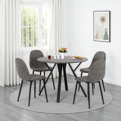 Athens Round Dining Set with 4 Chairs - Concrete Effect
