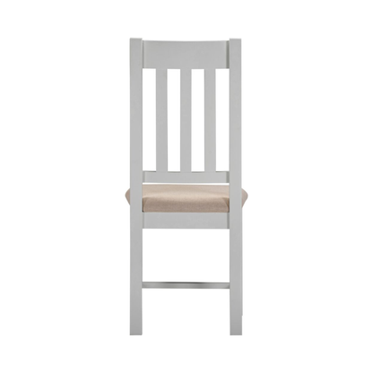 Windsor Slatted Dining Chair Set - Pebble Grey/Oat Fabric (Pair)