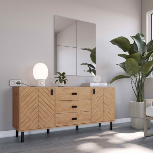 Leon 2 Door 3 Drawer Sideboard – Medium Oak Effect