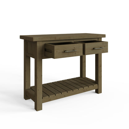 Saltash Reclaimed Pine Console Table with 2 Drawers & Shelf