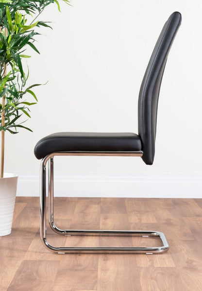 Enna Black Glass Extending Dining Table and 6 Lorenzo Chairs