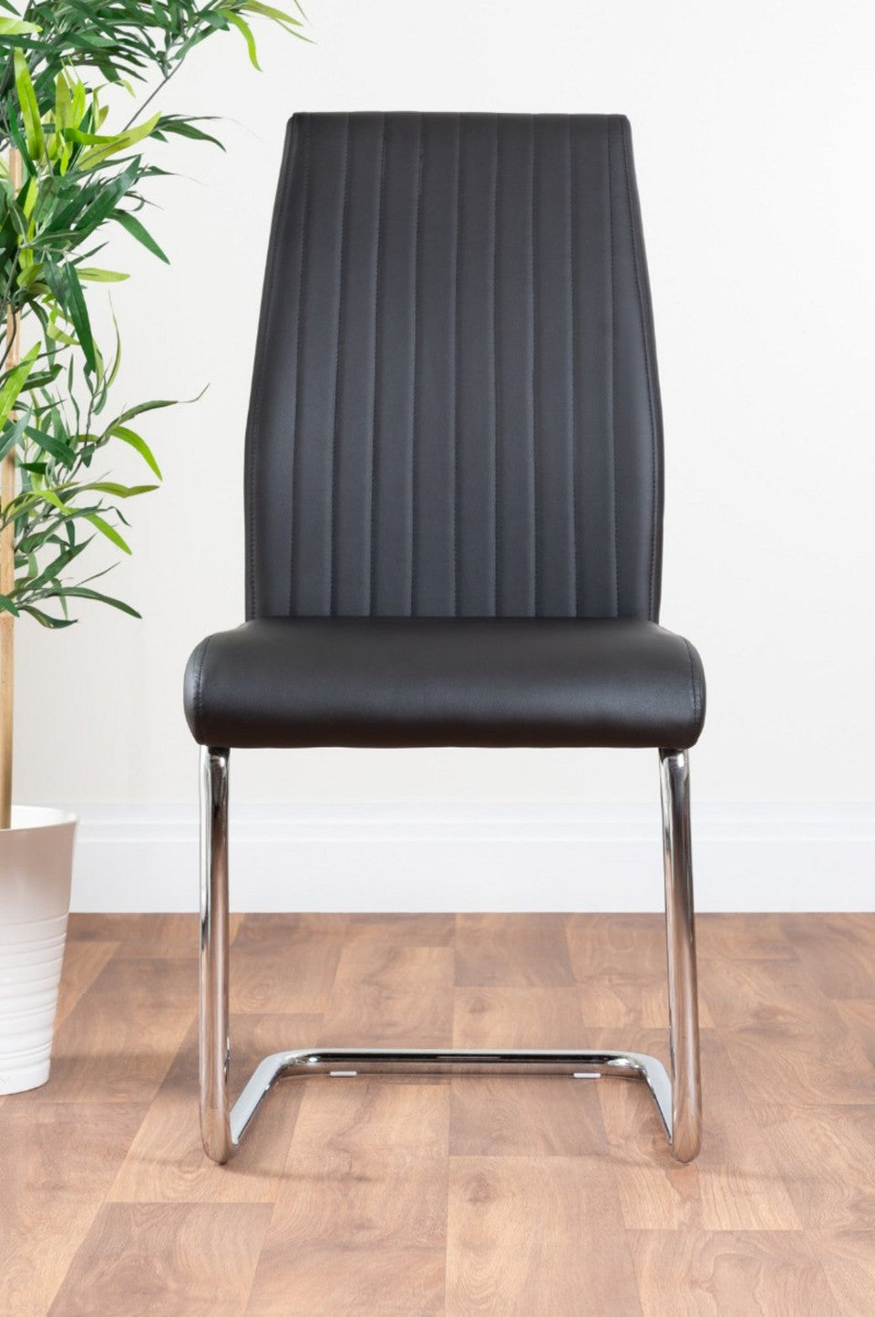 Enna Black Glass Extending Dining Table and 6 Lorenzo Chairs
