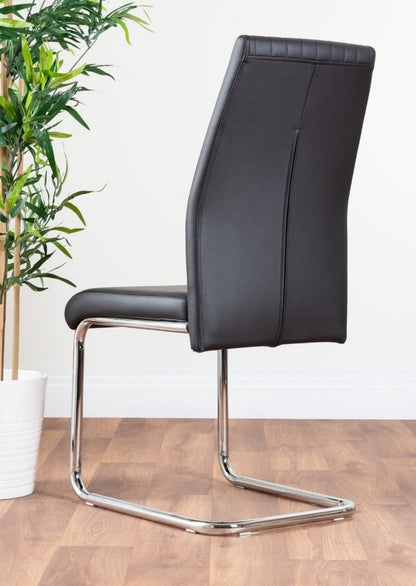 Enna Black Glass Extending Dining Table and 6 Lorenzo Chairs