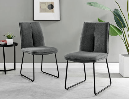 Novara White Gloss Black Leg Round Dining Table & 4 Halle Chairs