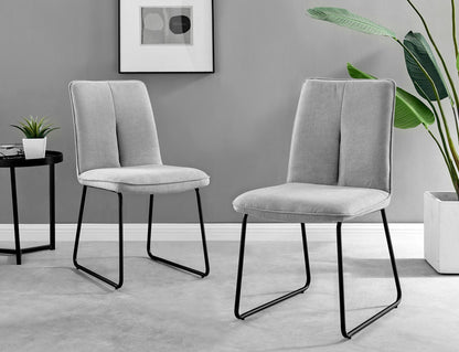 Novara White Gloss Black Leg Round Dining Table & 4 Halle Chairs