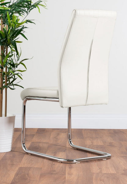 Imperia 4 Modern White High Gloss Dining Table And 4 Lorenzo Chrome Dining Chairs Set