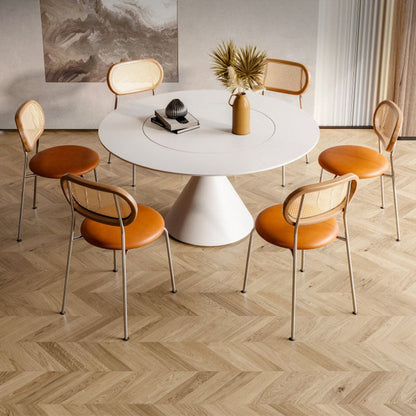 Ozzie Rattan Dining Chair, Round Seat Pad