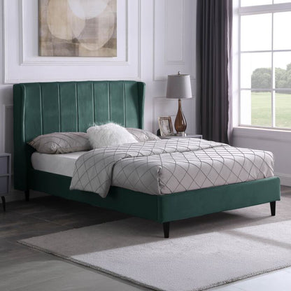 Amelia 4'6" Bed - Green Velvet Fabric