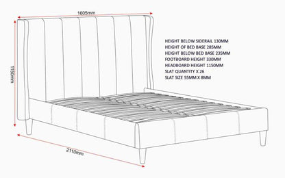 Amelia 4'6" Bed - Green Velvet Fabric