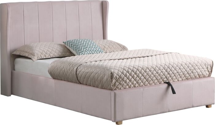 Amelia 4'6" Plus Bed - Pink Velvet Fabric