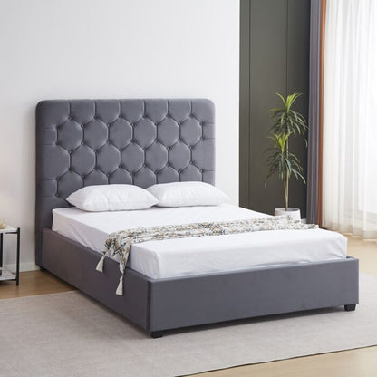 Madison 4'6" Bed - Grey Velvet Fabric