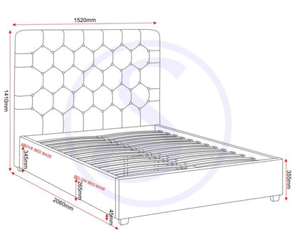 Madison 4'6" Bed - Grey Velvet Fabric