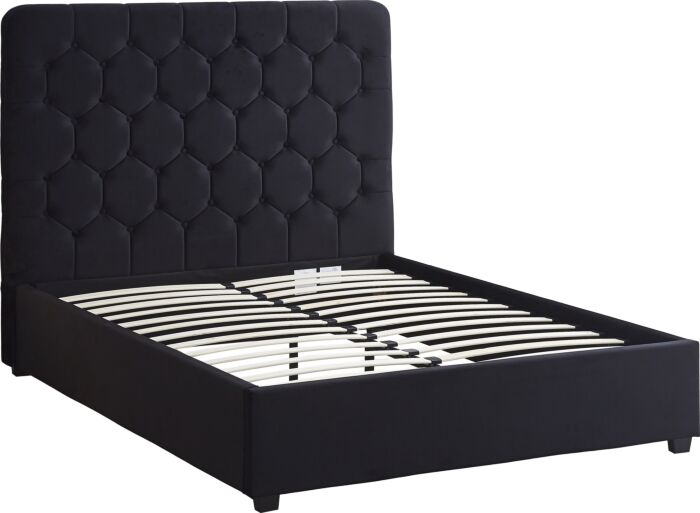 Madison 4'6" Bed - Black Velvet Fabric