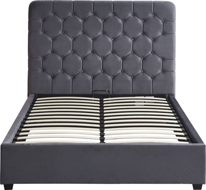 Madison 4'6" Ottoman Bed - Grey Velvet Fabric