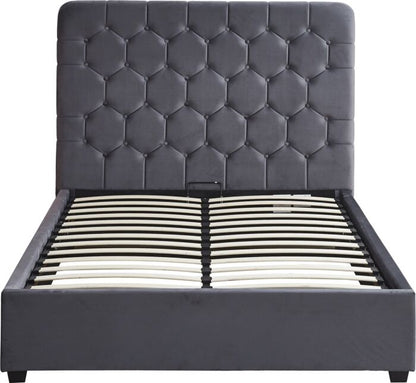 Madison 4'6" Ottoman Bed - Grey Velvet Fabric