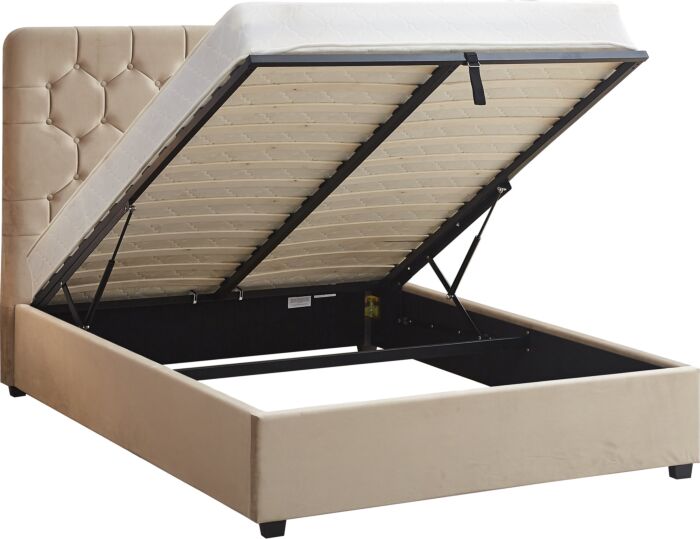 Madison 4'6" Ottoman Bed - Fawn Velvet Fabric