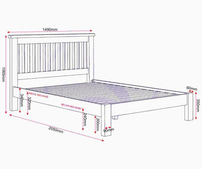 Windsor 4'6" Low End Bed - Natural Oak