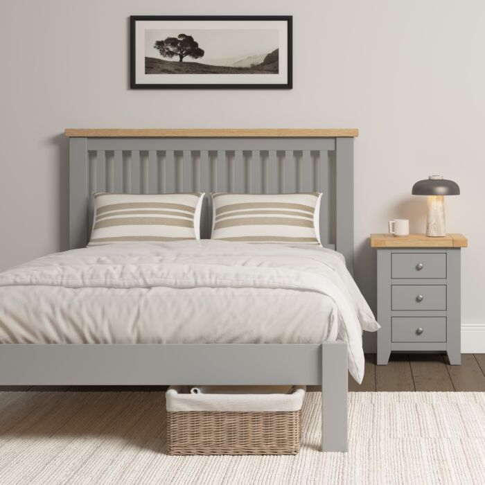 Windsor 4'6" Low End Bed - Pebble Grey/Oak