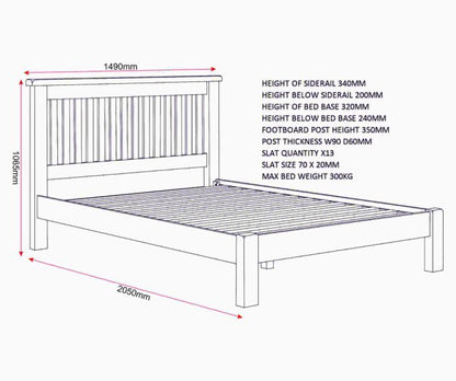 Windsor 4'6" Low End Bed - Pebble Grey/Oak