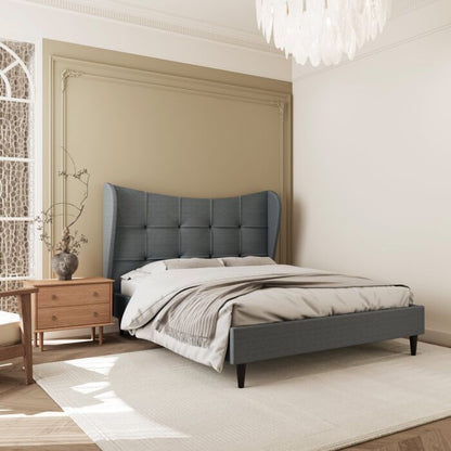 Verona 4'6" Bed - Grey Fabric