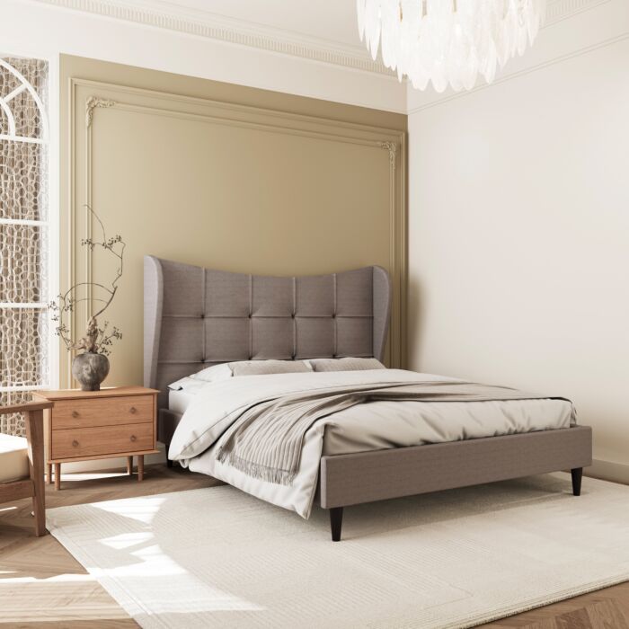Verona 4'6" Bed - Brown Fabric