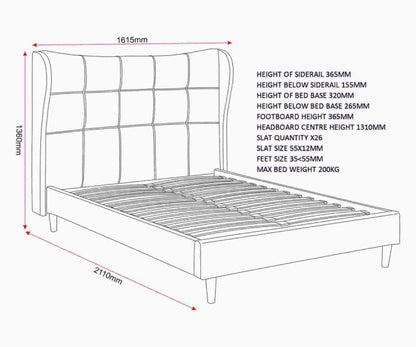 Verona 4'6" Bed - Brown Fabric