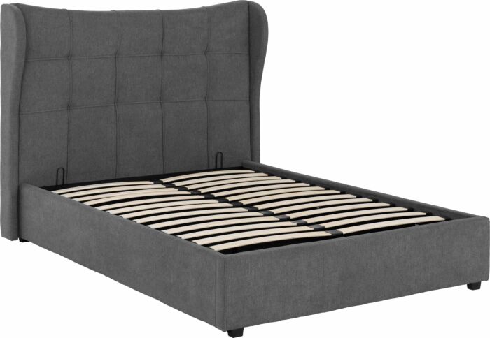 Verona 4'6" Ottoman Bed - Grey Fabric