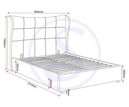 Verona 4'6" Ottoman Bed - Grey Fabric