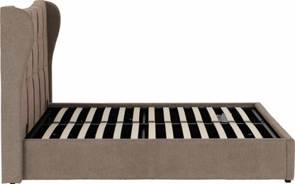 Verona 4'6" Ottoman Bed - Brown Fabric