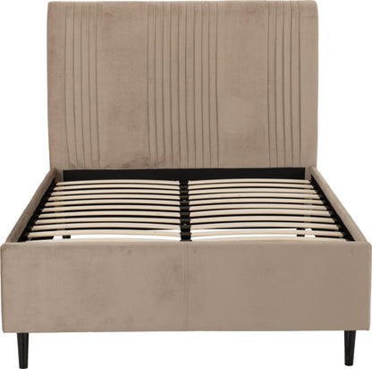 Maine 4'6" Bed - Taupe Velvet Fabric