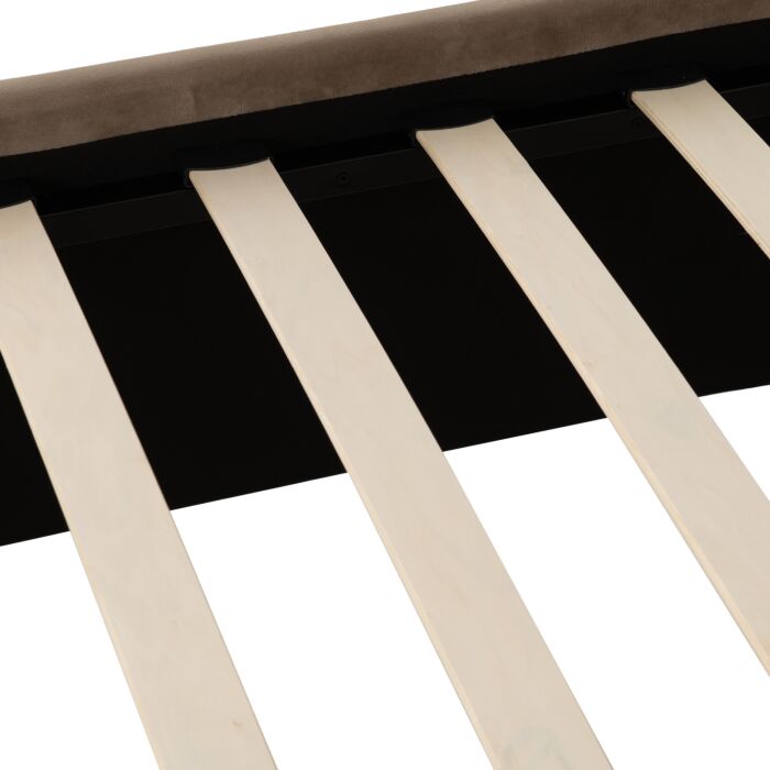Maine 4'6" Bed - Taupe Velvet Fabric