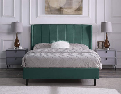 Amelia 5' Bed - Green Velvet Fabric
