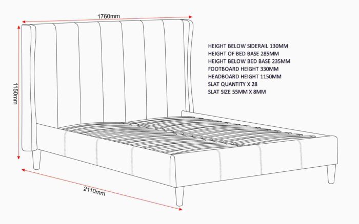 Amelia 5' Bed - Green Velvet Fabric