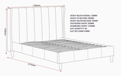 Amelia 5' Bed - Green Velvet Fabric