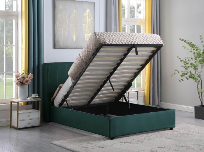 Amelia 5' Plus Bed - Green Velvet Fabric