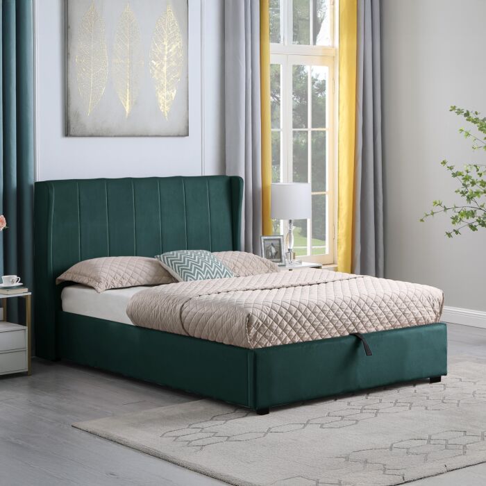 Amelia 5' Plus Bed - Green Velvet Fabric