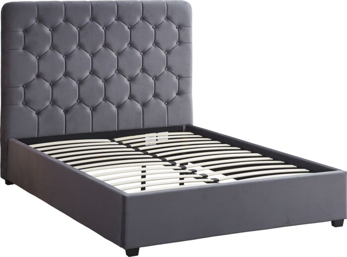 Madison 5' Bed - Grey Velvet Fabric